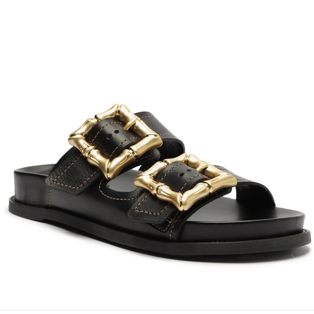 Schutz Enola Leather Sandal in Black
